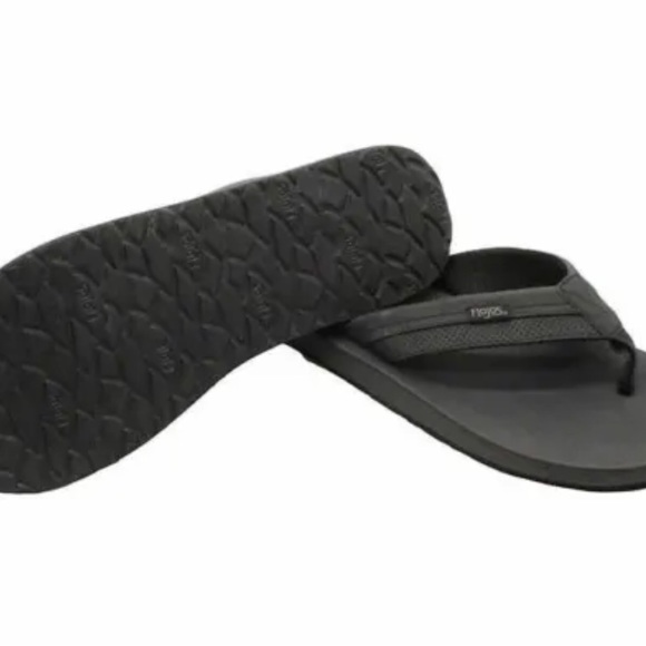 Flojos Men's Flip Flop sandal arch support mesh upper Black NEW - Picture 3 of 5